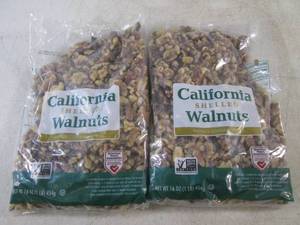 lot 443 image: (B-4) 2 Pounds of California Shelled Walnuts 2 - 1 Pound Bags Best by Aug 2024