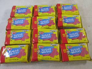 lot 472 image: (B-3) 12 King Size Packs Strawberry Sugar Wafers Cookies Best by Feb 2024