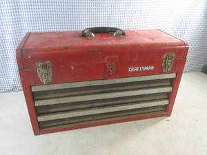 lot 1 image: (EW7) Craftsman 3-Drawer Tool Box with Assorted Tools 20 12 W x 12 H x 8 12 D