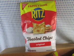 lot 372 image: (EC2) 5 Family Size Bags Ritz Original Toasted Chips 11.4oz Best by April 2024