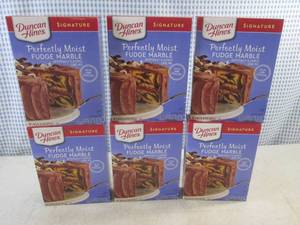 lot 376 image: (B-1) 6 Boxes Duncan Hines Perfectly Moist Fudge Marble Cake Mix Best by April 2024