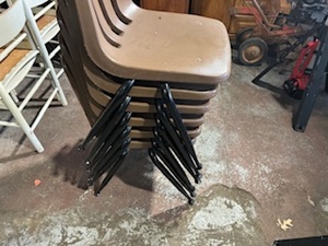 lot 28 image: Six Brown Stackable Chairs