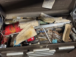 lot 38 image: Vintage Toolbox Loaded with Tools- Craftsman and More
