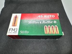 lot 90 image: .45 Auto FMJ. Lellier & Bellot. One Box. Fifty per Box