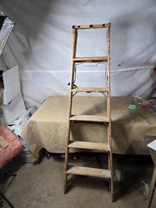 lot 10 image: 6 Wooden Step Ladder