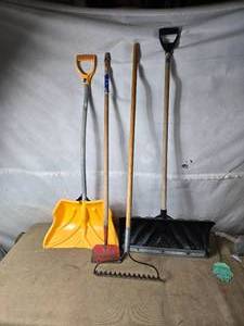 lot 11 image: Snow Shovels, Rake, Scraper