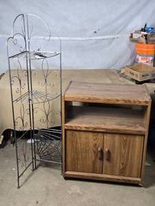 lot 42 image: Media Stand and Metal Corner Shelf