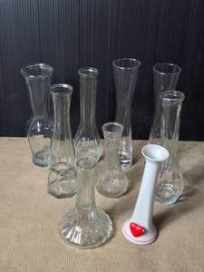 lot 54 image: Lot of 9 Flower Vases
