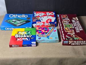 lot 91 image: Games - Othello, Skip-Bo, Mosaic Mysteries, Blokus, Clue Master Detective