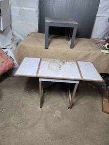 lot 143 image: Table with Folding Leaves, Small Metal Table