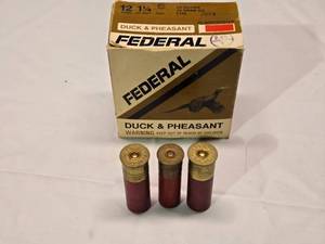 lot 18B image: Vintage Federal Shotgun Shell Box, 3 Random Shotgun Shells
