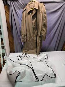lot 105I image: Botany 500 Mens Trench Coat Size 42 Reg & Long Jacket Bag