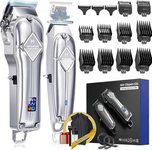 lot 1 image: PRO Professional Hair Clippers and Trimmer Kit for Men - Cordless Barber Clipper  T Blade Trimmer, Complete Hair Cutting Kits with 13 Premium Guards, LED Display