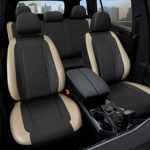 lot 11 image: Premium Poly Car Seat Covers Full Set with 50% Thicker Filler, Waterproof Car Seat Cover with Separate Headrest Covers, Quick Setup Universal Fit Seat Covers for Cars, Trucks, SUVs (Beige)