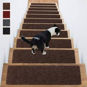 lot 35 image: Stair Treads Non-Slip Carpet Indoor Set of 14 Brown