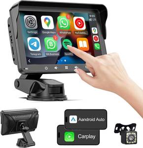 lot 39 image: Portable Wireless Apple Carplay & Android Auto Car Stereo with Voice Control,7 Inch Touch Screen Double Din Stereo with Bluetooth, Multimedia Player, Car Audio with Mirror LinkAUXFM