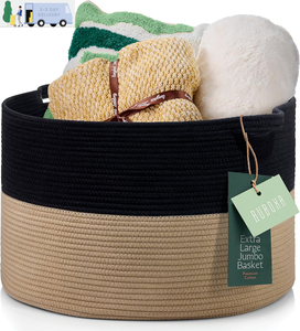 lot 44 image: Goodpick Cotton Rope Storage Basket, Woven Round 22 Inch X  14 Inch