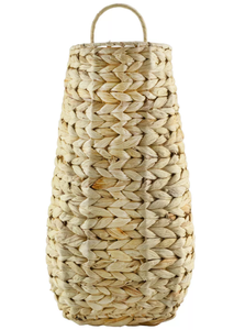 lot 59 image: AuldHome Design Water Hyacinth Wall Hanging Pocket Basket Rustic Farmhouse Long Basket 17 x 9 x 5 Inches
