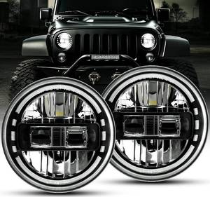 lot 64 image: AUDEXEN New Brighter 7 Inch Led Headlights DOT Approved Round Headlight with DRL Low Beam & High Beam - Black