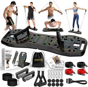 lot 88 image: LALAHIGH Portable Home Gym System Large Compact Push Up Board, Pilates Bar & 20 Fitness Accessories with Resistance Bands & Ab Roller Wheel - Full Body Workout for Men and Women, Gift for Boyfriend