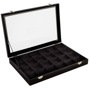 lot 92 image: Black Jewelry Display Tray with Velvet Lining for Rings, Stones, 14 x 9.5 x 2 In