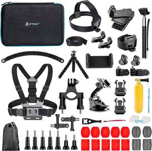 lot 94 image: Artman Action Camera Accessories Kit for GoPro Hero 11 10 9 8 7 6 5 Black, Head Chest Strap360°Wrist Strap  Bike Mount  Suction Cup  Floating Grip Bundle Set 58 in 1