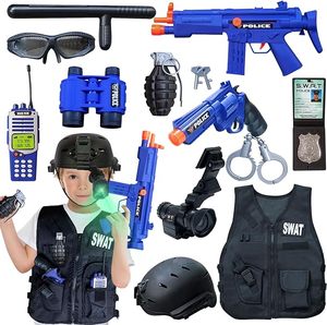 lot 101 image: Police Officer Costume for Kids, SWAT Costume for Boys, Poloce Role Play Set with Vest, Helmet for Kids 3-10-12