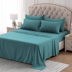lot 105 image: SLEEP ZONE Super Soft Cooling Queen Bed Sheets Set 4 Piece - Easy Care Fitted Flat Sheet & Pillowcase Sets - Wrinkle Free, Fade Resistant, Deep Pocket 16 (Teal, Queen)