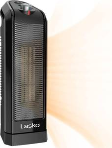 lot 106 image: Lasko Oscillating Ceramic Space Heater for Home with Overheat Protection, Thermostat, and 3 Speeds, 15.7 Inches, Black, 1500W, CT16450, Small, 4 Pounds