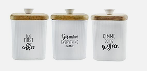 lot 122 image: 2 Packs Of 3 Auldhome Design-1.5qt Farmhouse Canisters Set of 3