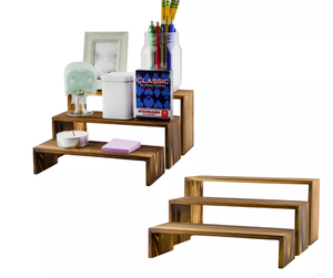 lot 125 image: 2 PAcks Of 6 Darware- Rectangular Wooden Risers, Wedding and Event Display Stands Set of 6