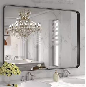 lot 128 image: TOOLKISS 48 in. W x 32 in. H Rectangular Aluminum Framed Wall Bathroom Vanity Mirror in Black