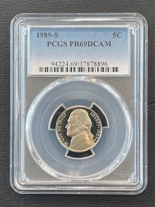lot 6 image: 1989-S Jefferson Nickel Proof PCGS PR69 Deep Cameo