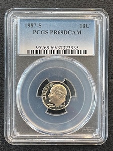 lot 32 image: 1987-S Roosevelt Dime Proof PCGS PR69 Deep Cameo