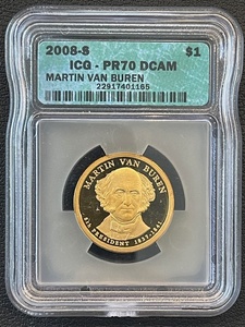 lot 33 image: 2008-S Van Buren Dollar Proof ICG PR70 Deep Cameo