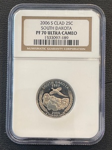 lot 39 image: 2006-S South Dakota Quarter Proof NGC PF70 Ultra Cameo
