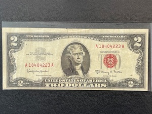 lot 53 image: Red Seal $2 Dollar Bill