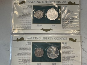 lot 59 image: Silver Eagles and Walking Liberty Half Dollars