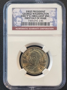 lot 67 image: 2007-P Washington Dollar NGC First Day of Issue Brilliant Uncirculated