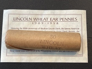lot 73 image: Roll of Lincoln Wheat Cents