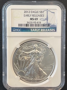 lot 85 image: 2012 Silver Eagle Early Release MS69