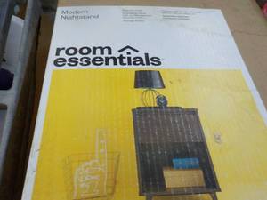 lot 1 image: Room Essentials Expresso Finish Modern Nightstand new in box, needs assembly