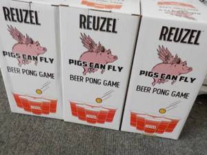 lot 91 image: 3X Reuzel Pigs Can Fly Beer Pong Game