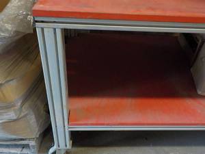 lot 221 image: Very Sturdy 2 Tier Table 38 x 44 on Wheels