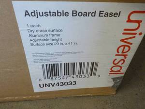 lot 236 image: Universal Adjustable Board Easel 29 x 41 Dry Erase Surface Aluminum Frame
