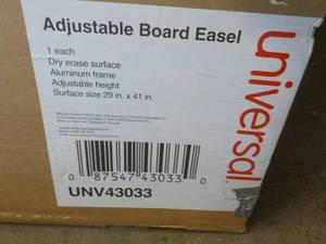 lot 237 image: Universal Adjustable Board Easel 29 x 41 Dry Erase Surface Aluminum Frame