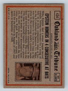 lot 35A image: 1972 Topps In Action Johnny Bench #434 Vintage Baseball Card