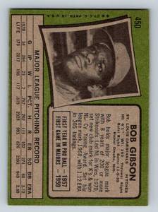 lot 39A image: 1971 Topps Bob Gibson #450, sharp card, Vintage Baseball Card