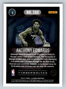 lot 53A image: Anthony Edwards RC 2020-21 Illusions #152 Rookie Minnesota Timberwolves Basketball Card