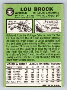 lot 71A image: 1967 Topps Lou Brock #285 Vintage Baseball Card
